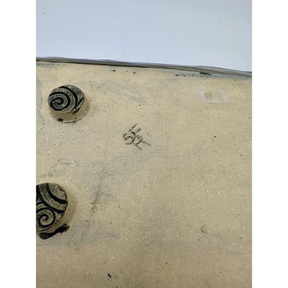 Handmade Raku-Style Ceramic Platter — Iridescent Blue & Copper Swirl Pattern - Picture 12 of 12